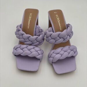 BCBGeneration Purple Heeled Braided Mules